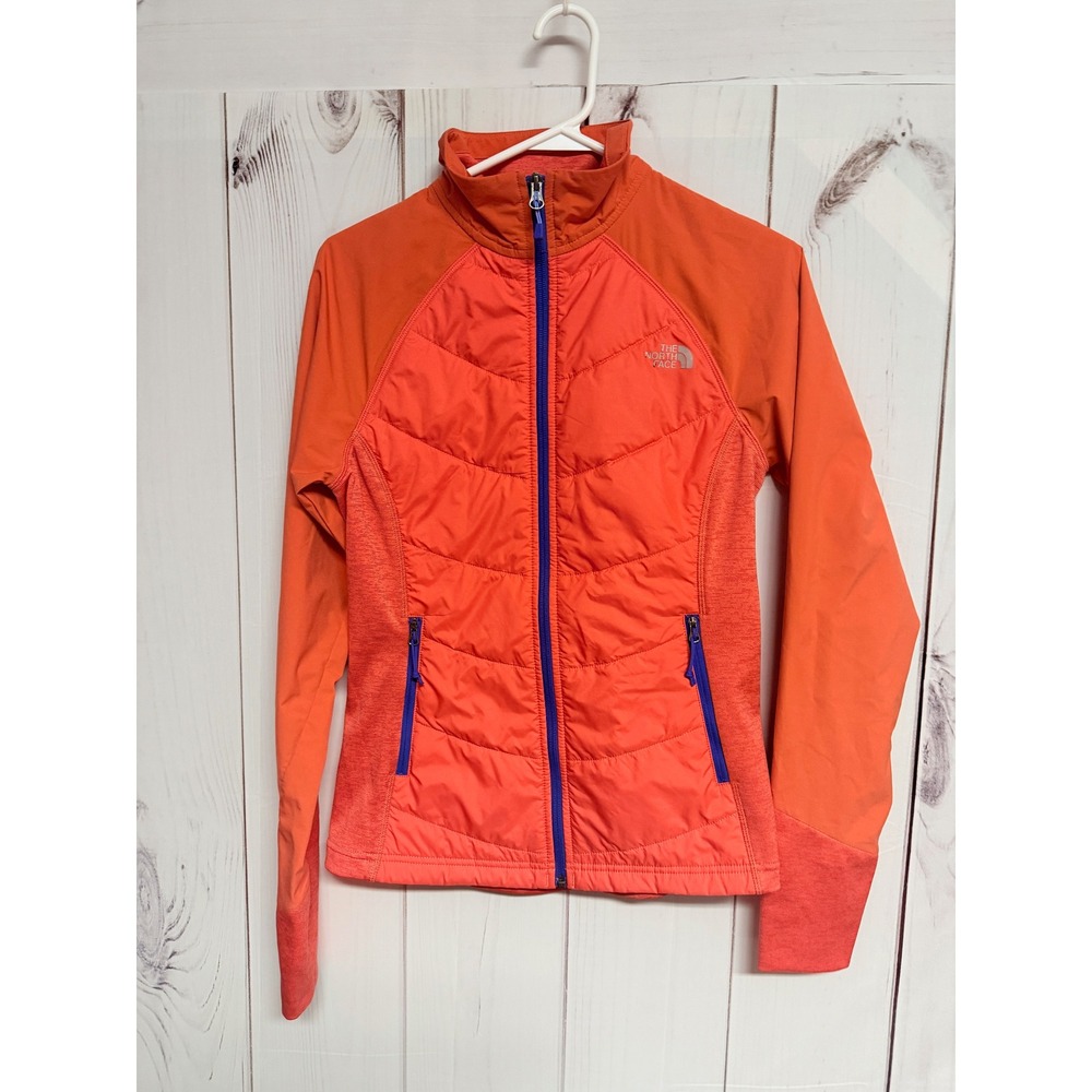 The North Face Womens Agave Mash-Up Jacket Small Orange Hybrid Thumbholes EUC